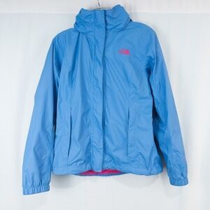 The North Face Hyvent Resolve Jacket Womens Small Hooded Nylon Blue Pink Outdoor